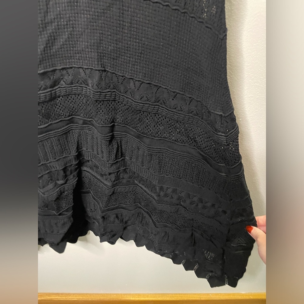 Alexis Black Crochet Sheer Paisley Knit Dress Minimalist Neutral LBD - Picture 4 of 8